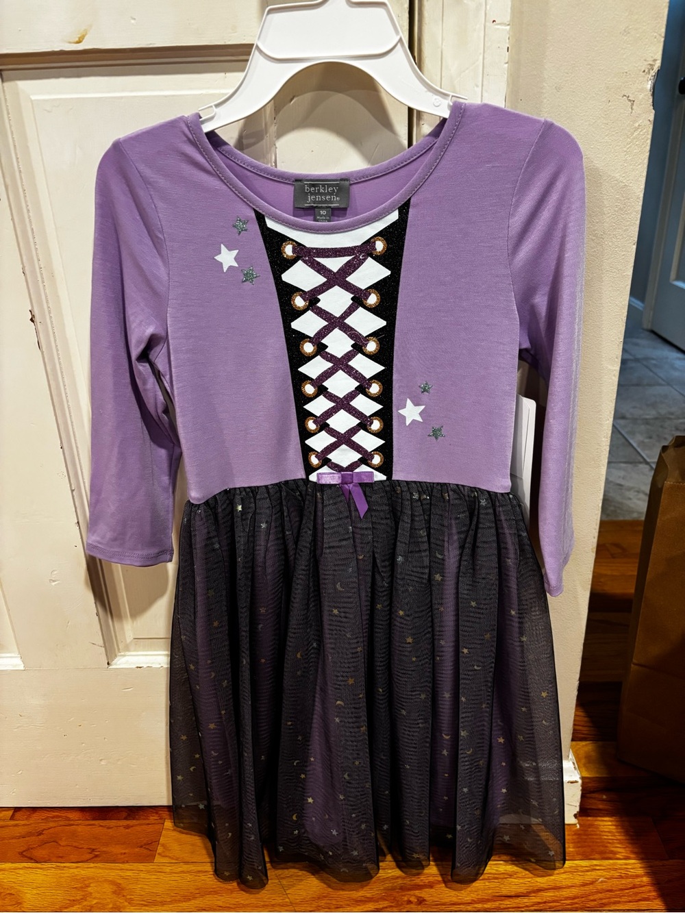 Girls' Lavender Witch Halloween Lace-Up Tulle Dress